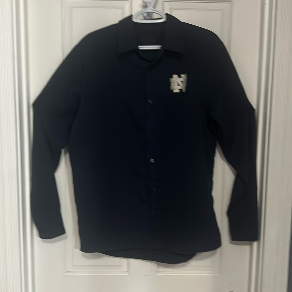 Under Armour Notre Dame Button Up Long Sleeve Shirt Navy Blue Men’s